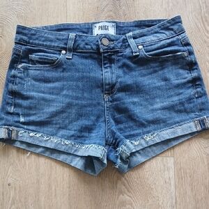 Paige Women's Blue Denim Shorts 26 Distressed Dark Blue